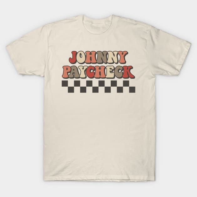 Johnny Paycheck Checkered Retro Groovy Style T-Shirt by Lucas Bearmonster